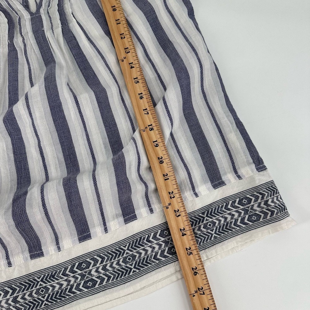 Dylan Tops Womens Small Notched Airy‎ Blue White Embroidered Trim Boho - Picture 3 of 10